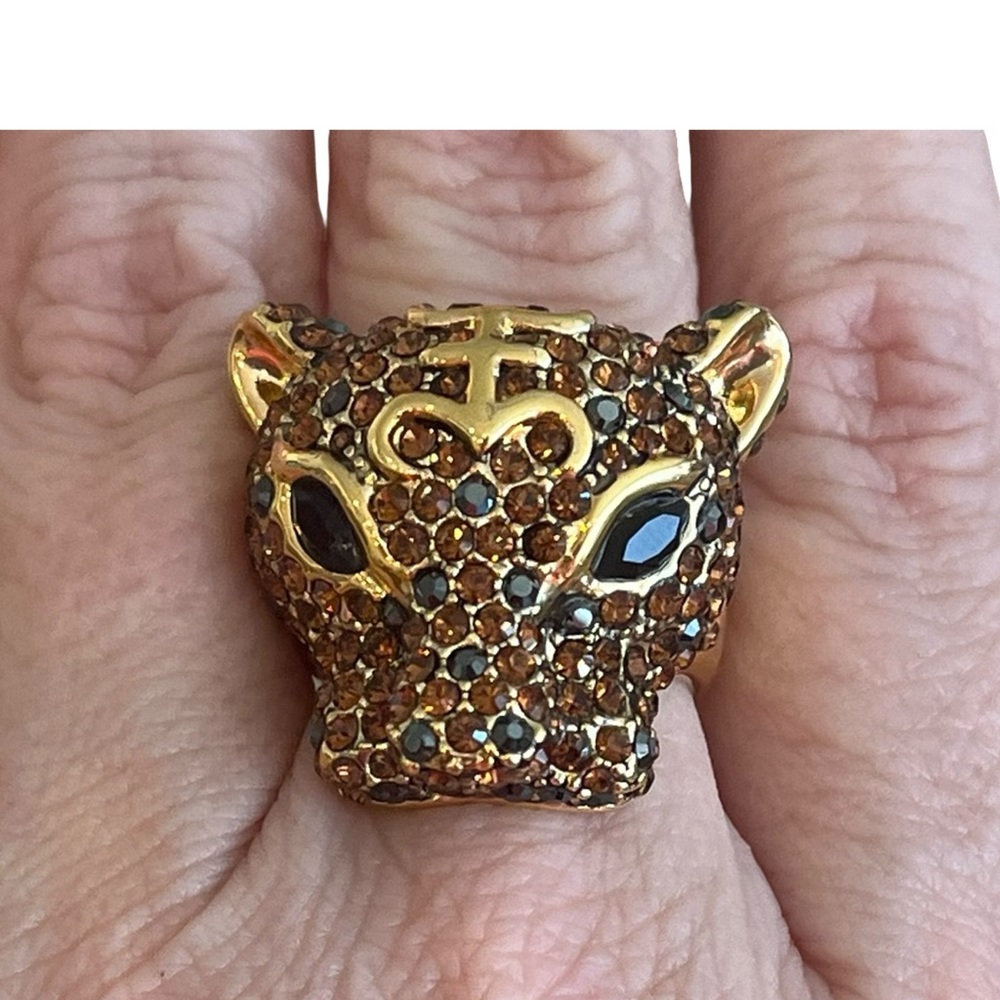 18k Gold Plated Topaz CZ Panther Ring Size 8 - Picture 8 of 10